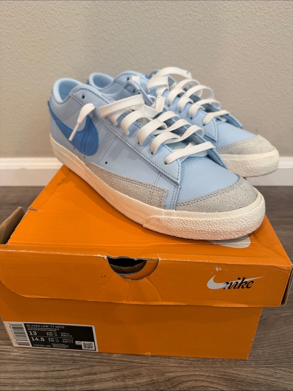 Nike Blazer Low '77 Vintage Celestine University Blue Men’s Size 13